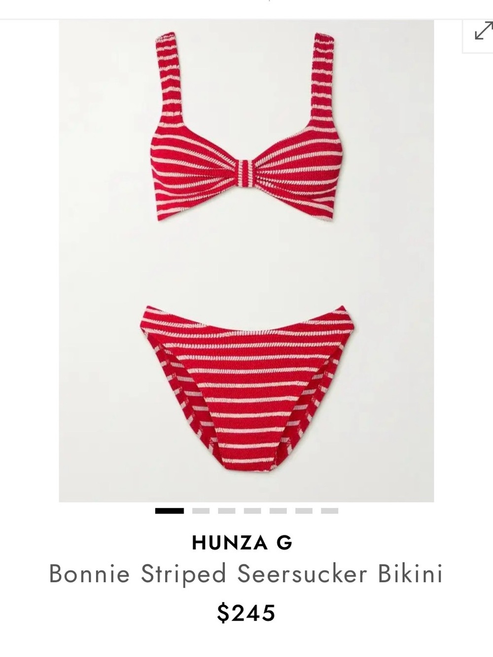 Hunza G Red and White Striped Seersucker Bikini Set